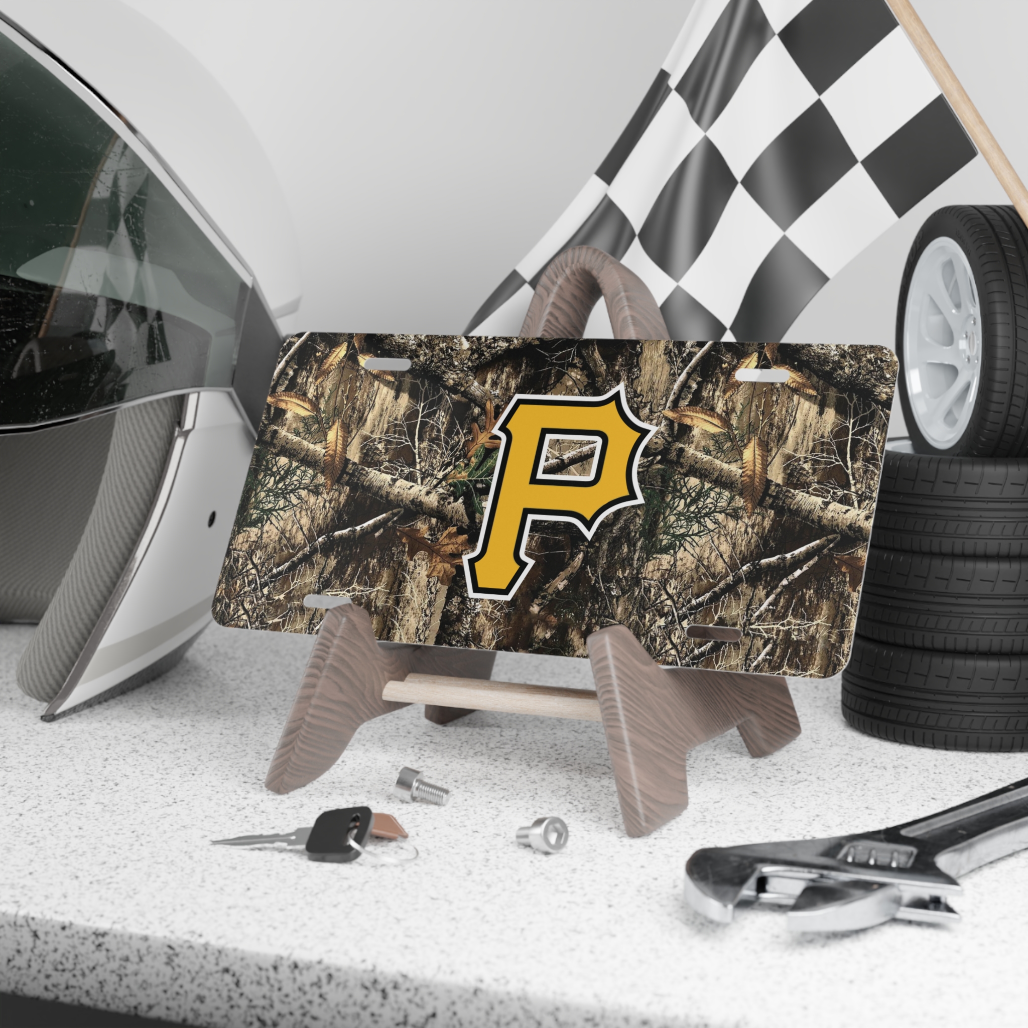 Custom Request Camo Vanity Plate In Realtree Edge Camouflage With Pittsburgh Pirates