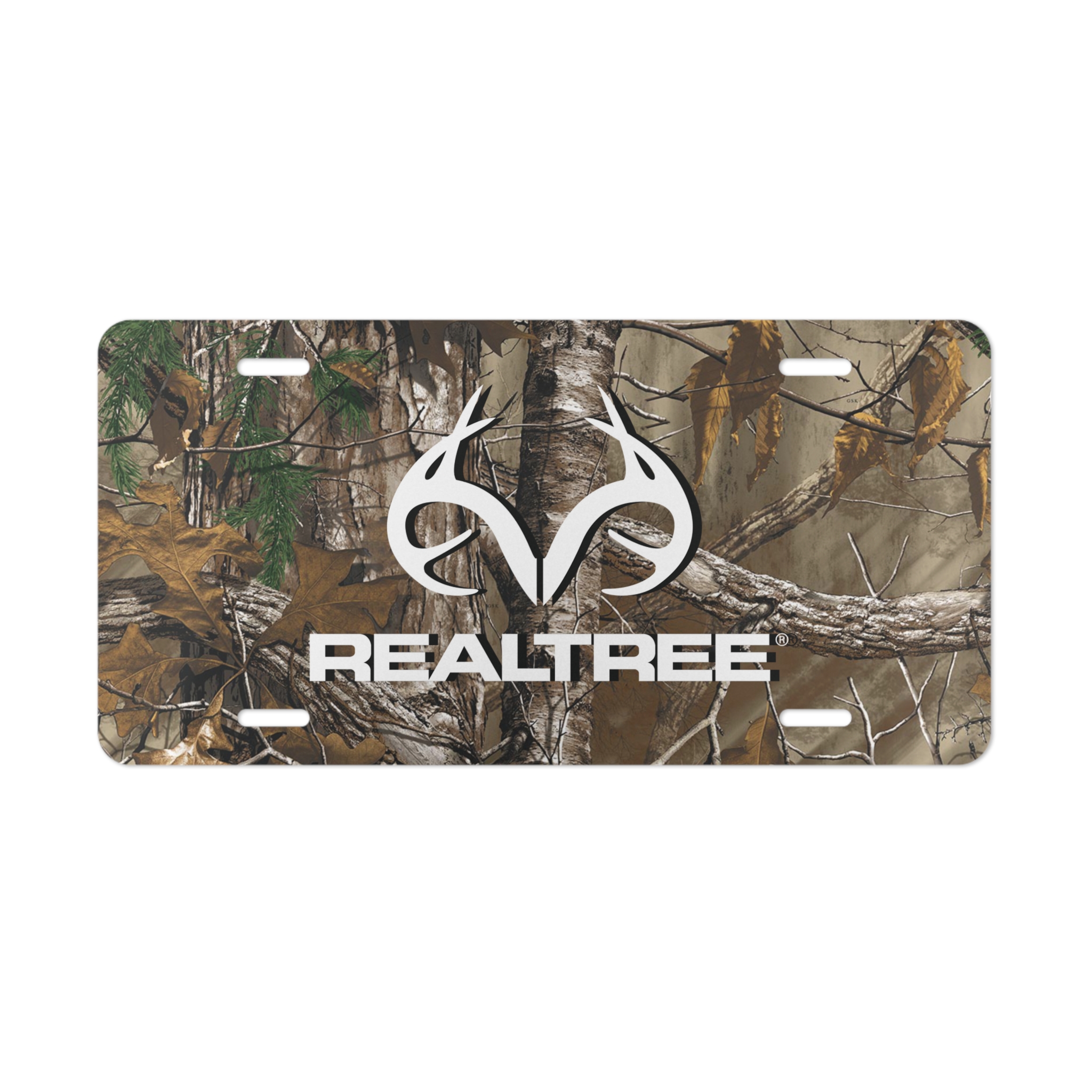 Custom Camo Vanity Plate In Realtree Xtra Camouflage With Logo