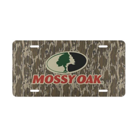 Custom Camo Vanity Plate In Mossy Oak Bottomland With Logo