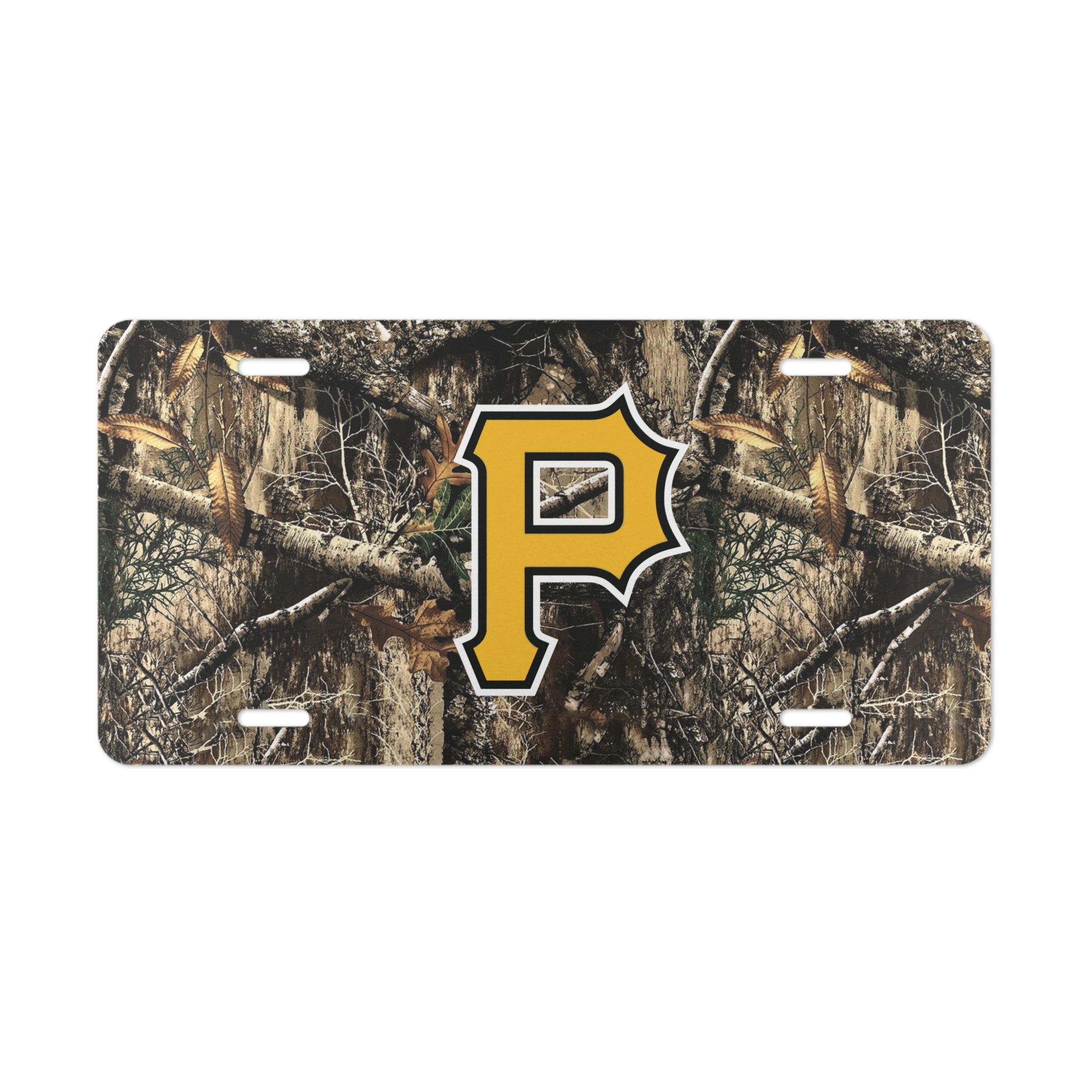 Custom Request Camo Vanity Plate In Realtree Edge Camouflage With Pittsburgh Pirates