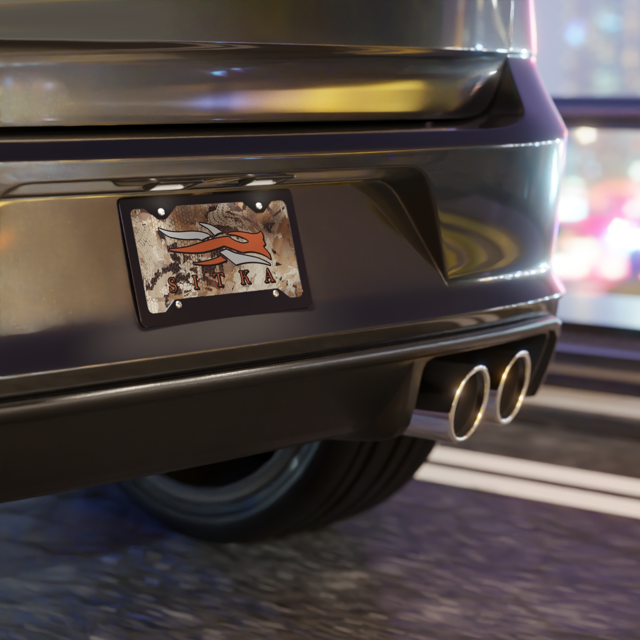 Custom Camo Vanity Plate With Sitka Waterfowl Marsh Camouflage Logo