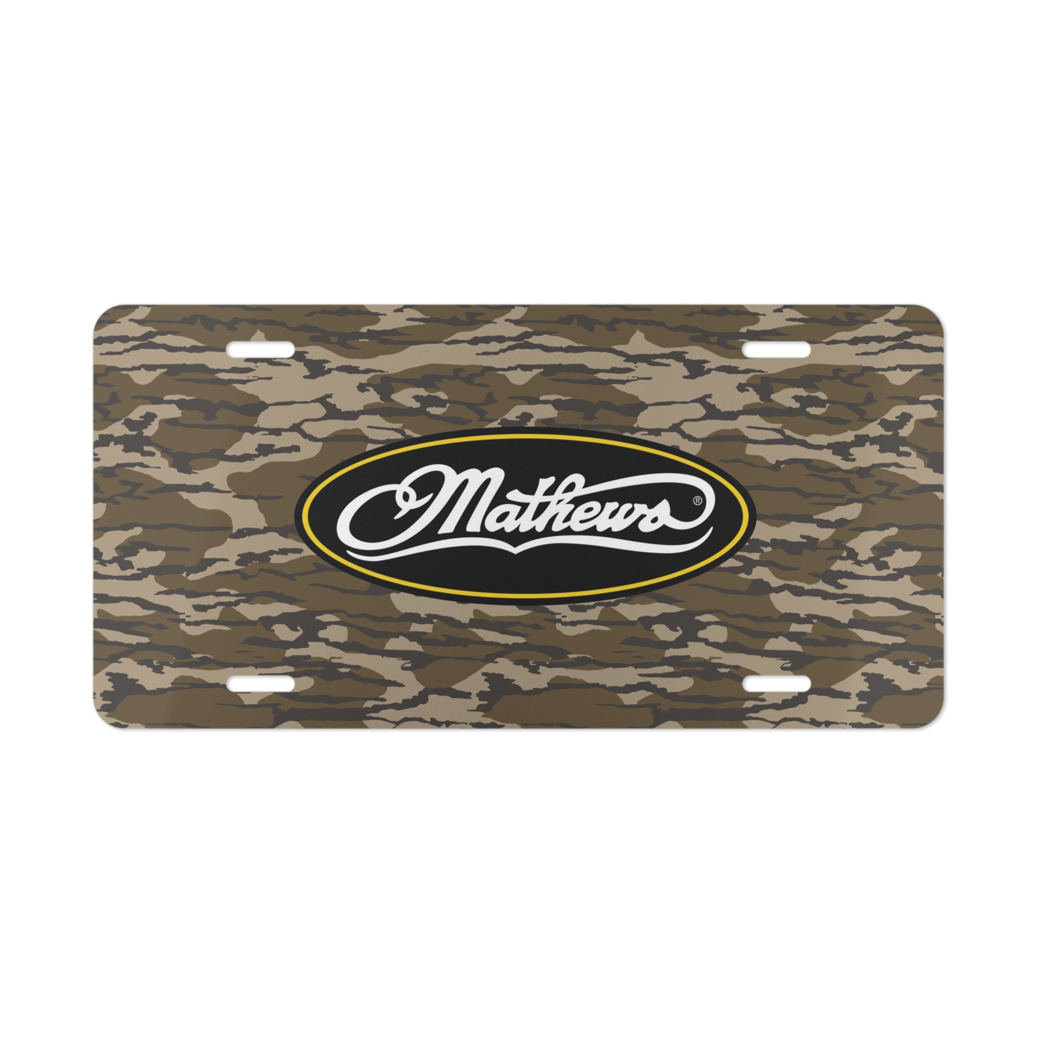 Custom Vanity Plate Tag With Matthews Archery And Bottomland Camo