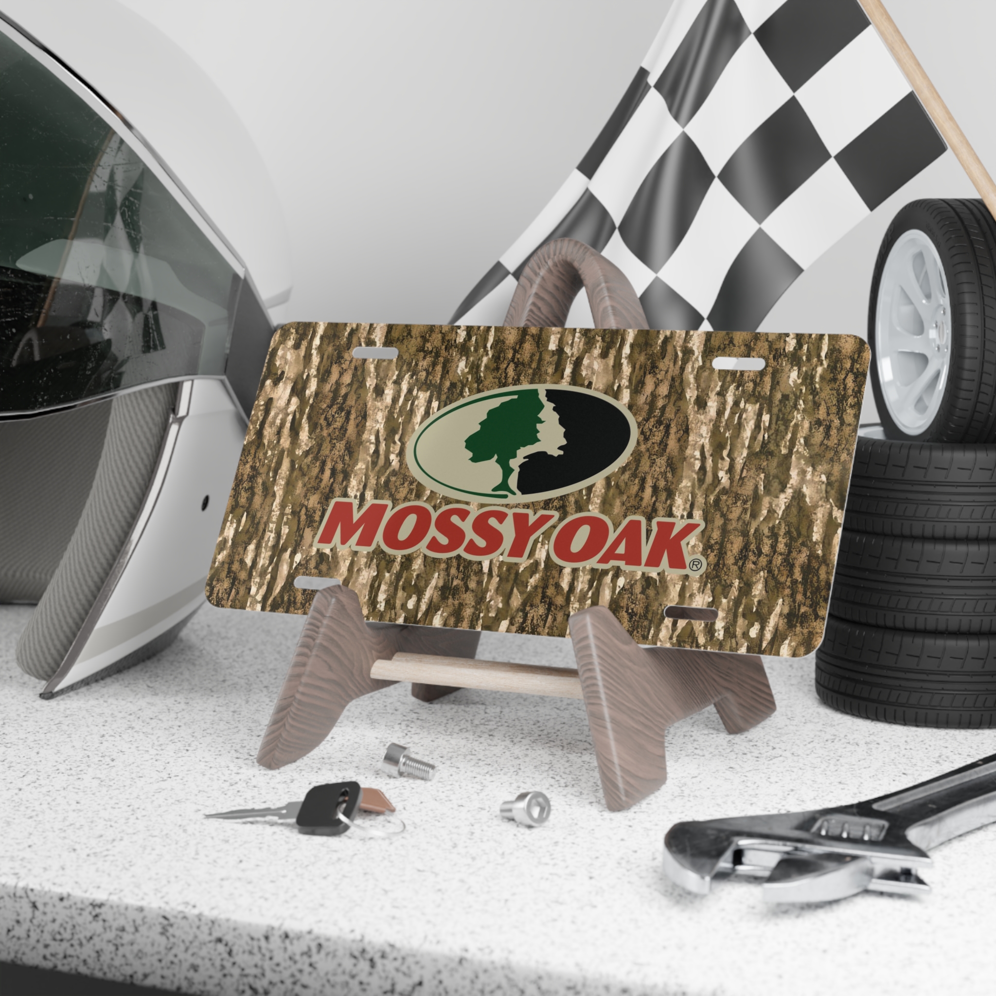 Custom Camo Vanity Plate In Mossy Oak OG With Logo